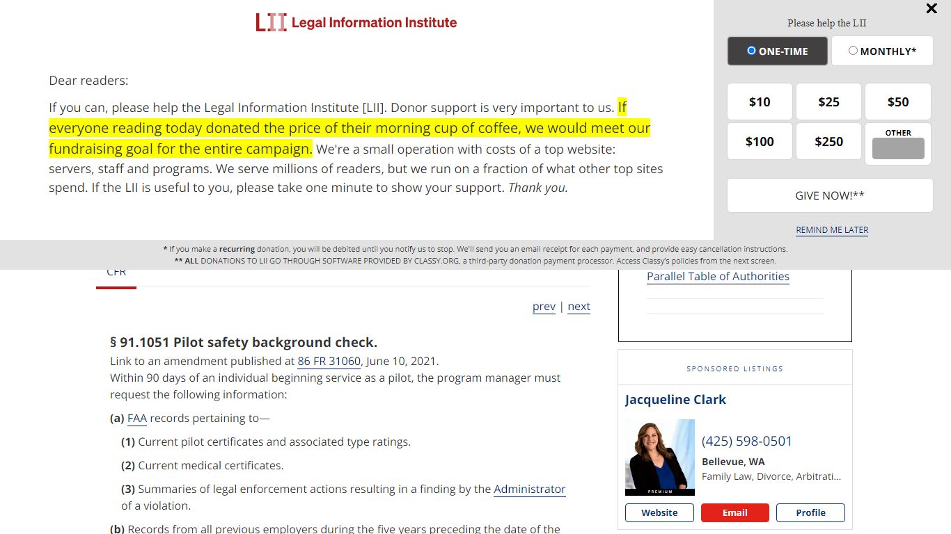 14 CFR § 91.1051 - Pilot safety background check.